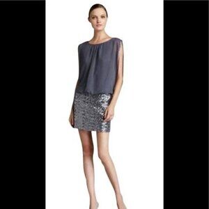 Aidan Mattox Silver blouson sequin Blouson Dress 10 NWT New $195